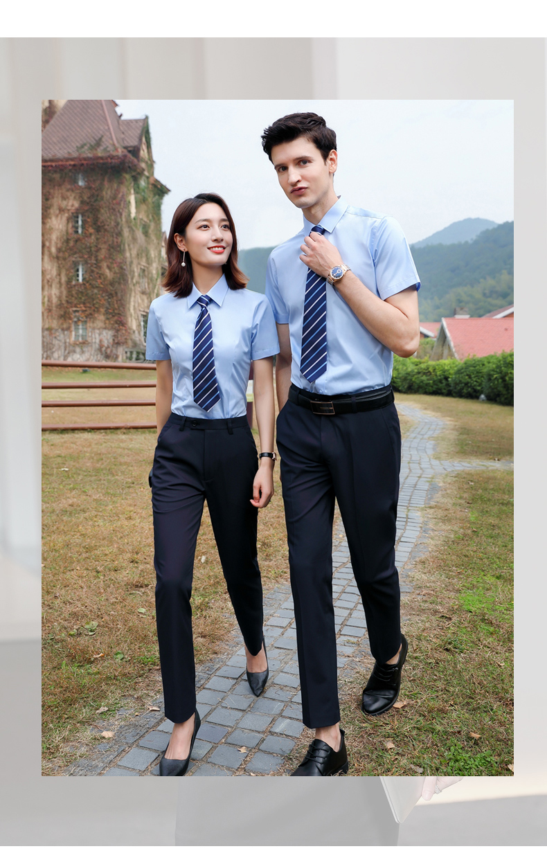 Plain cotton short-sleeved shirt couple style 81-A91 short-sleeved shirt