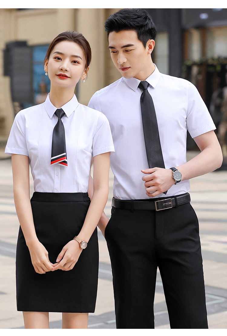 Professional plain cotton business professional short-sleeved shirt for men and women DQ1-Men 302 Women 312 Short-sleeved shirt