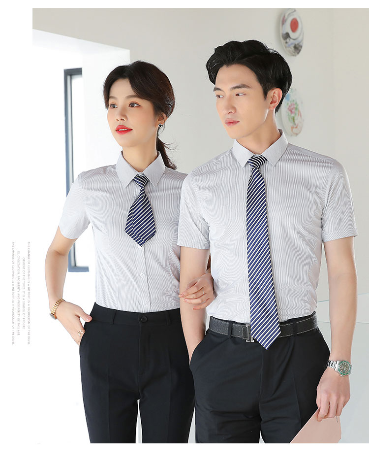 White striped professional men short-sleeved lining 111-982 men short-sleeved shirt