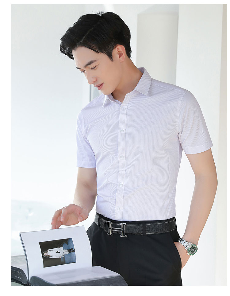 White striped professional men short-sleeved lining 111-982 men short-sleeved shirt