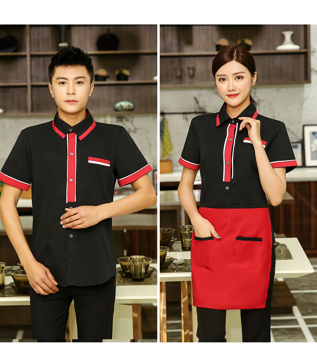 King shirt waiter work clothes top + apron H19-L013