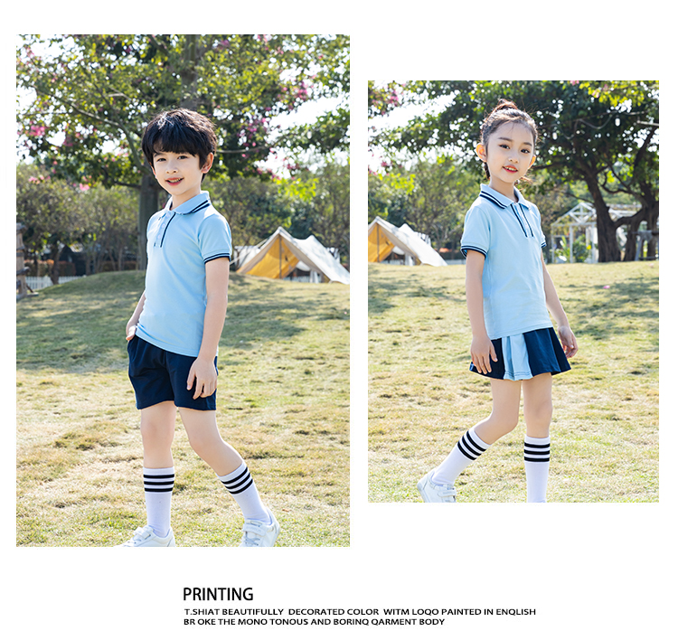 Primary and secondary school students school uniform sports style POLO collar short-sleeved tops universal style D11-2127 tops