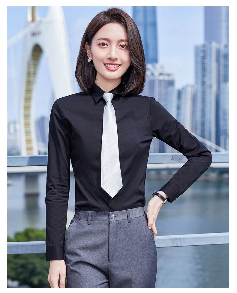 Flat collar bamboo fiber long sleeve concealed button shirt women 171-929 long sleeve shirt women