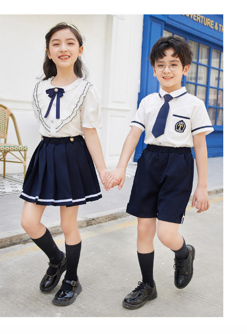 Summer short-sleeved elementary school students British style school uniform suit two-piece suit 894-2207 (including bow tie)