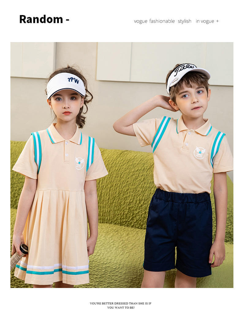 College sports style elementary and middle school students summer short-sleeved school uniform suit two-piece suit 215-800