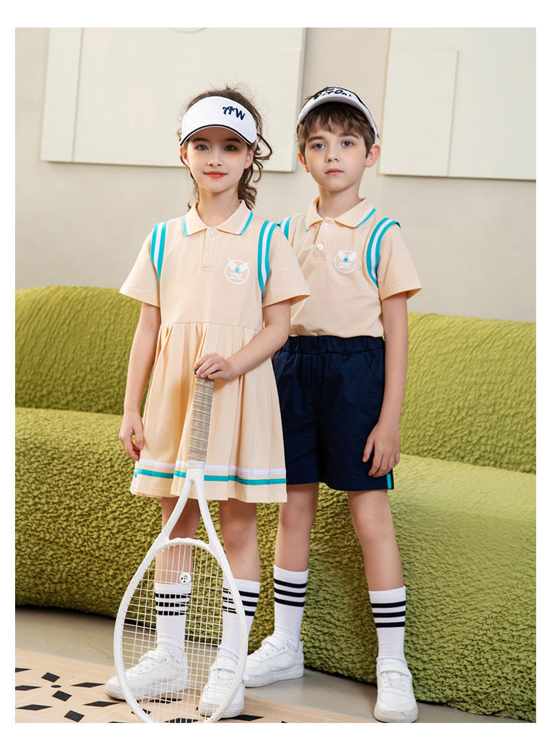 College sports style elementary and middle school students summer short-sleeved school uniform suit two-piece suit 215-800