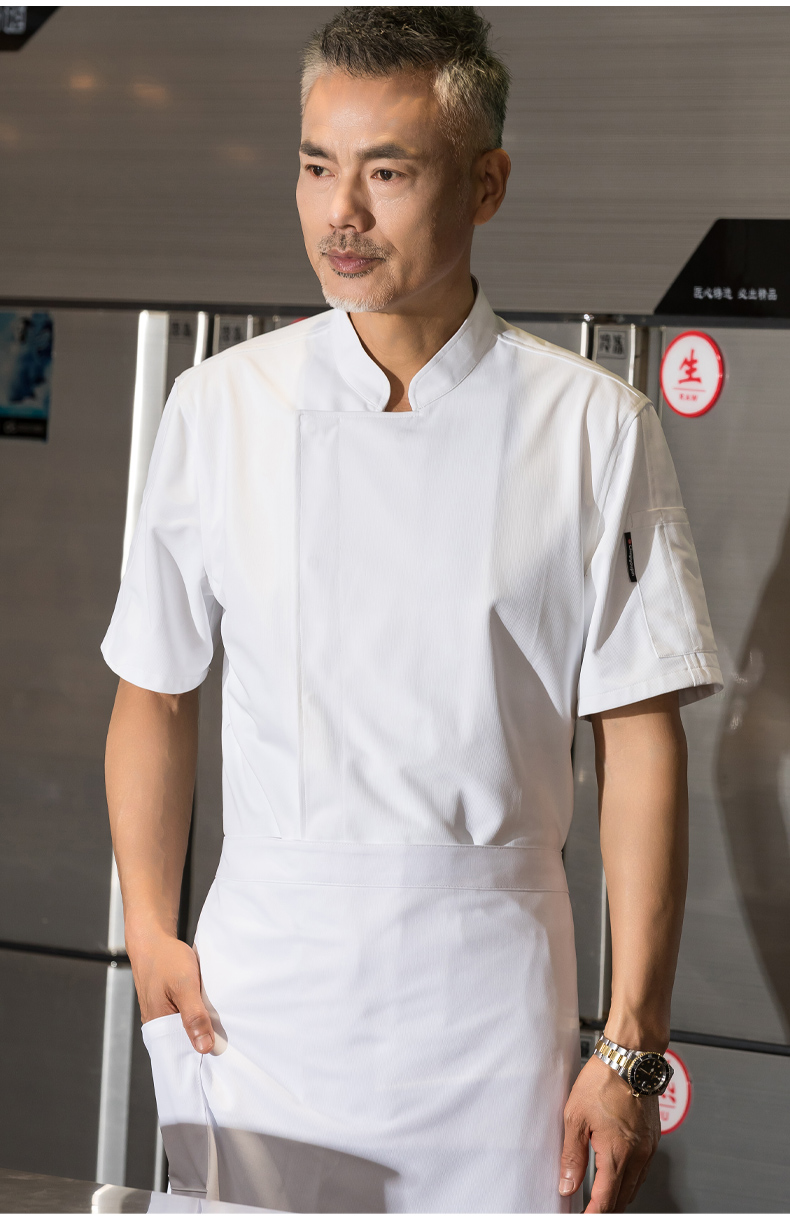 Medical fabric concealed placket short-sleeved hotel chef uniform top H01-21008