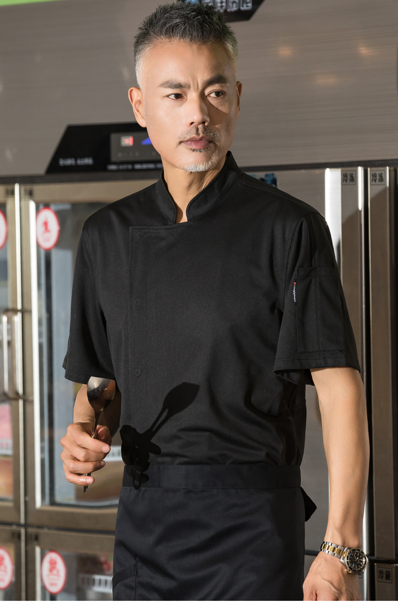 Medical fabric concealed placket short-sleeved hotel chef uniform top H01-21008