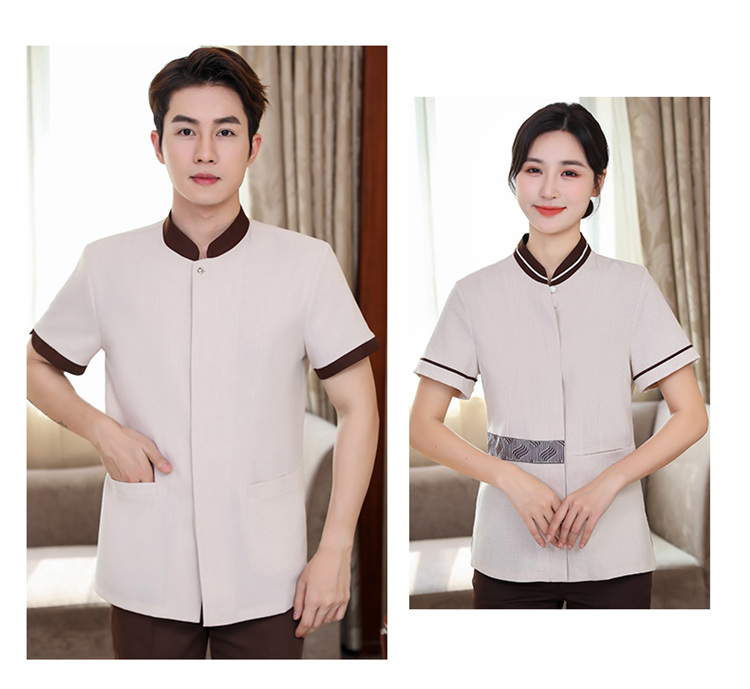 Ribbon cleaning half-sleeved work clothes short-sleeved top H14-003-009