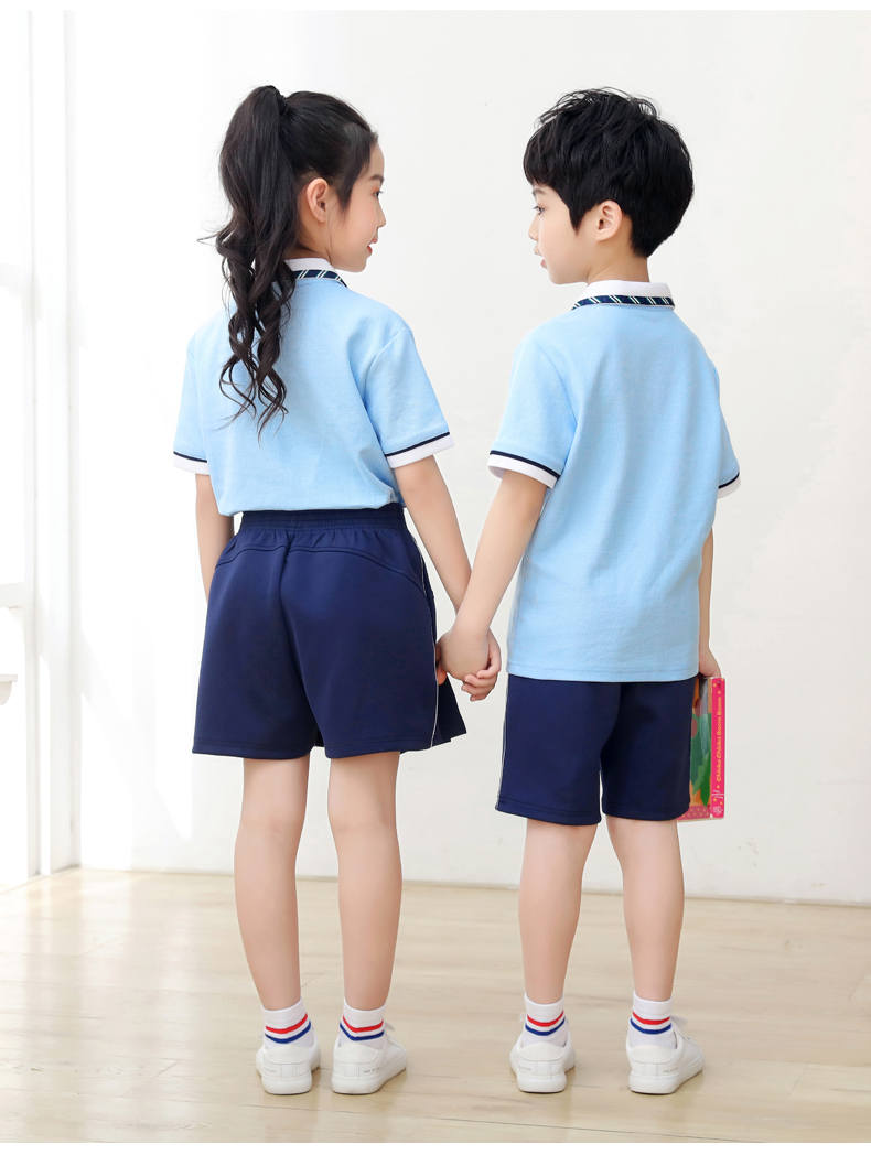 Summer sports style short-sleeved school uniform for primary and secondary school students, two-piece suit H23-1601 (with badge)