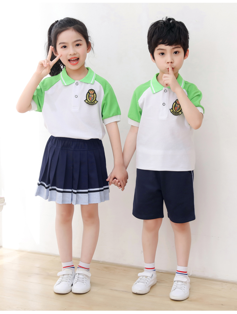 Summer kindergarten uniforms British style children graduation uniforms short-sleeved suits two-piece suits H23-1606 (including badges)