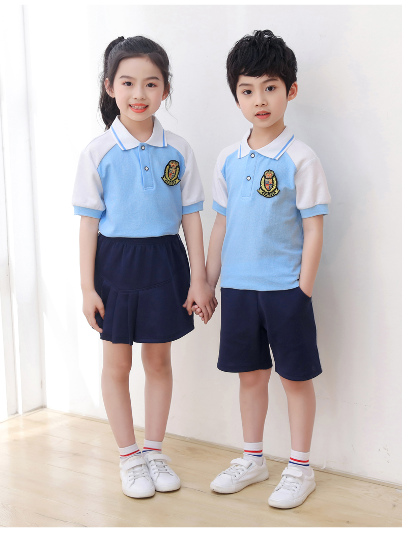 Summer kindergarten uniforms British style children graduation uniforms short-sleeved suits two-piece suits H23-1606 (including badges)