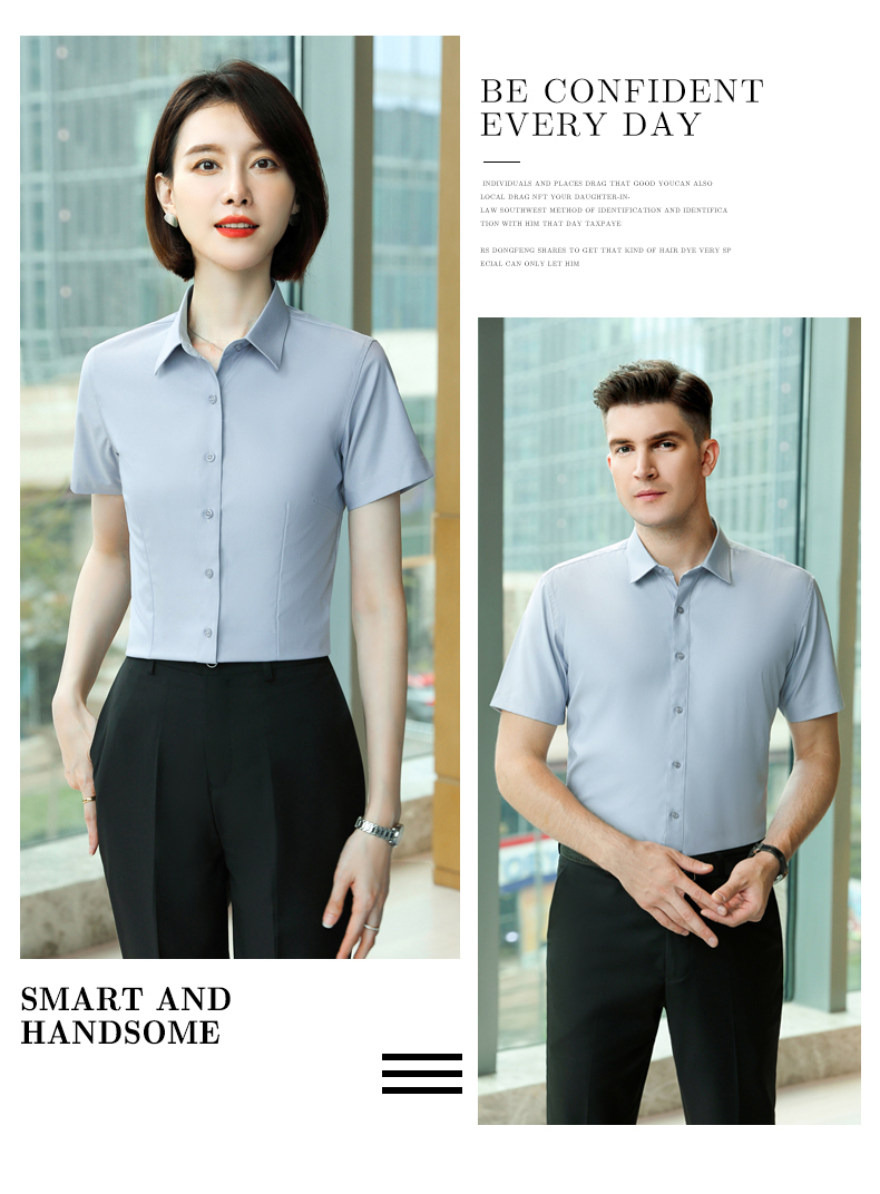 Fine twill bamboo fiber slightly elastic women short-sleeved shirt DZ1-8705 short-sleeved shirt women