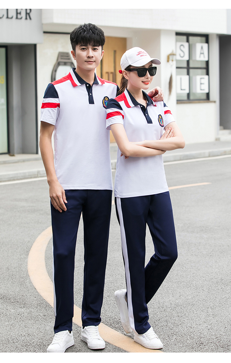 Cotton covered silk summer sports style short-sleeved school uniform suit KA-316-222 (without badge)