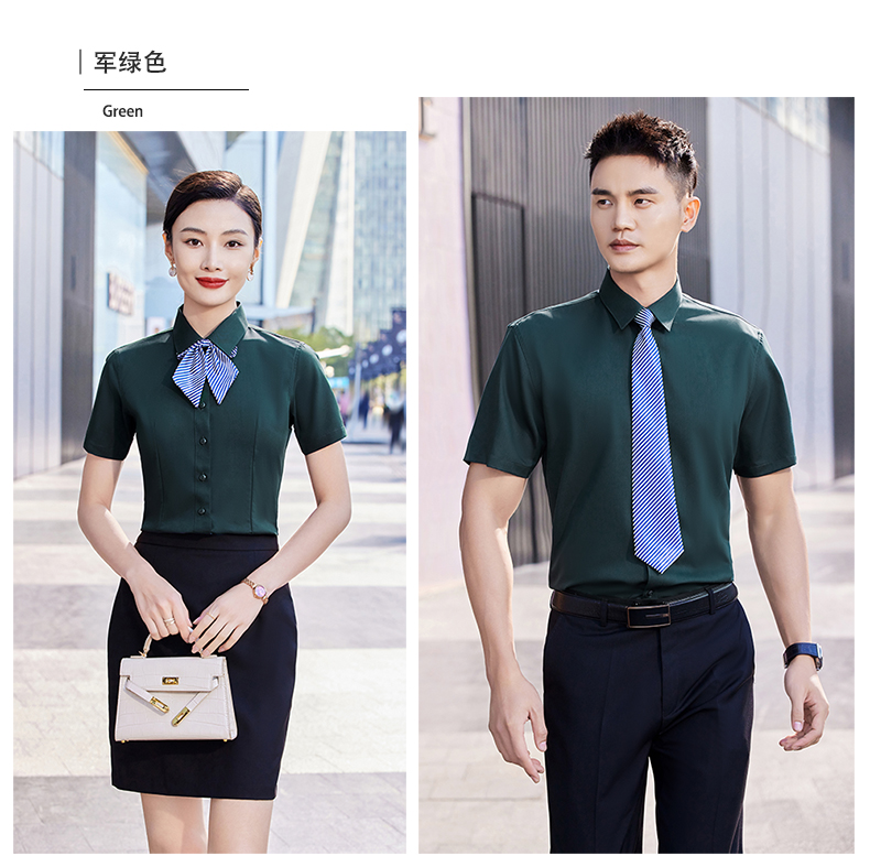 Classic bamboo fiber elastic workplace short-sleeved shirt for women DQ1-1110 short-sleeved women