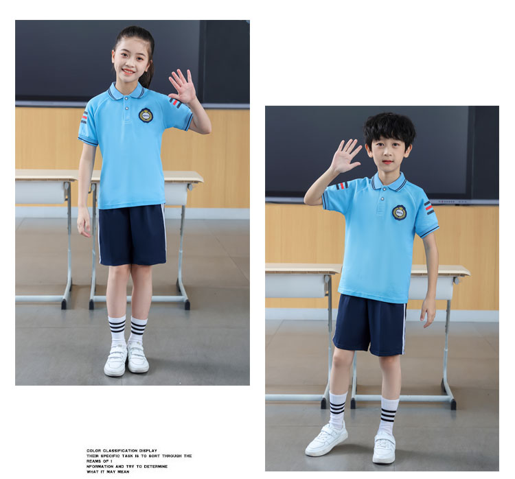 Summer class uniform sports school uniform short-sleeved plus long pants suit KA-403-2018 (no badge) (short-sleeved + shorts)