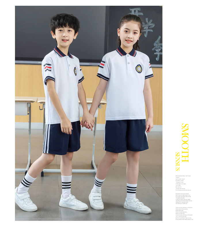 Summer class uniform sports school uniform short-sleeved plus long pants suit KA-403-2018 (no badge) (short-sleeved + shorts)