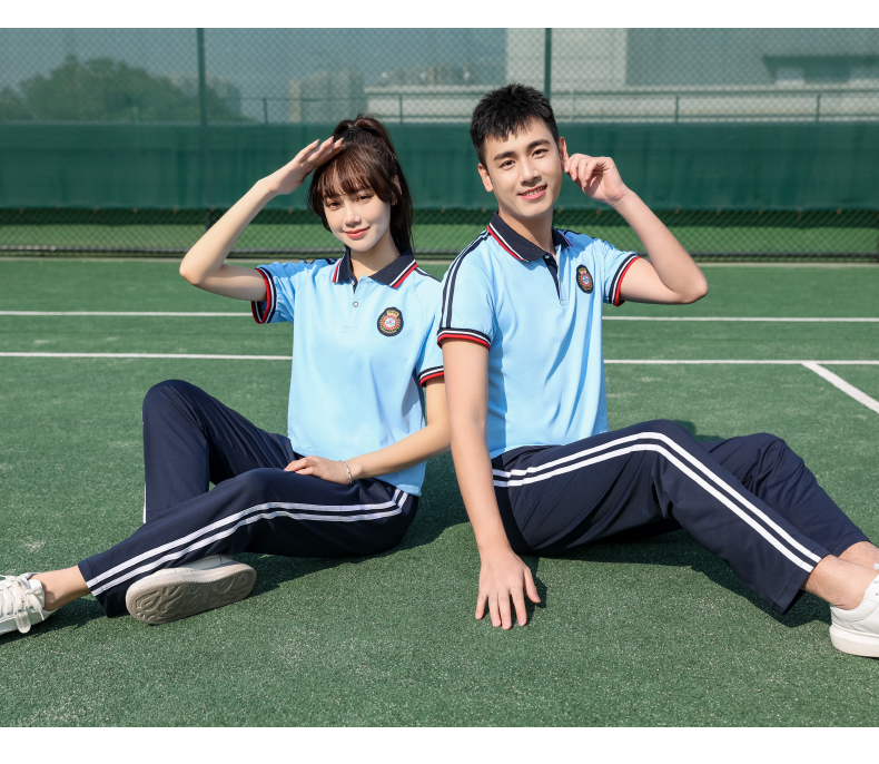 Summer elementary and middle school students junior high school students sports meeting short-sleeved school uniform set KA-870-9801 (without badge)