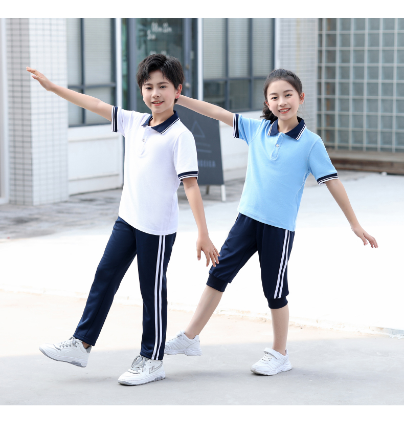 Primary and secondary school students college style sports spring and autumn school uniform suit KA-622-1618 short-sleeved shorts suit