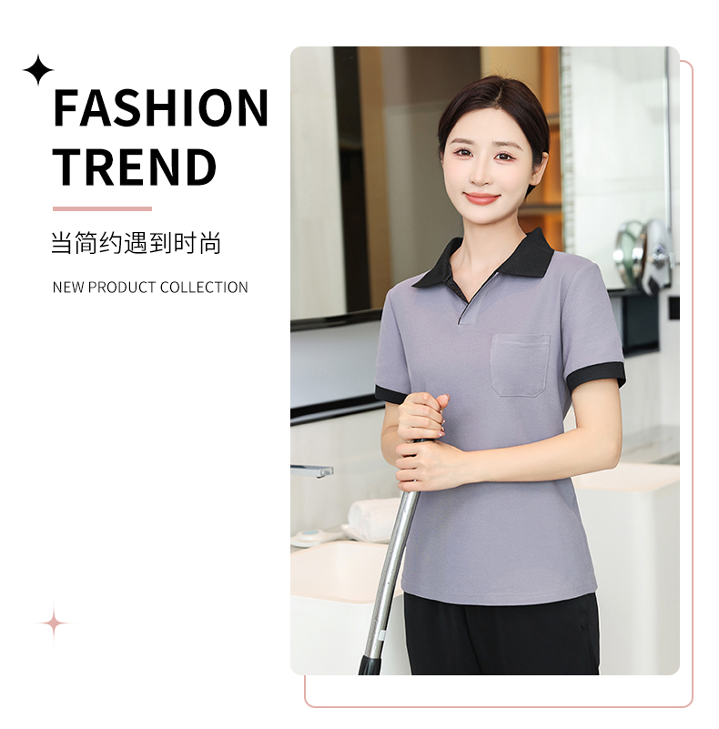 Cotton pearl comfort hotel cleaning clothes short-sleeved top H14-001-003