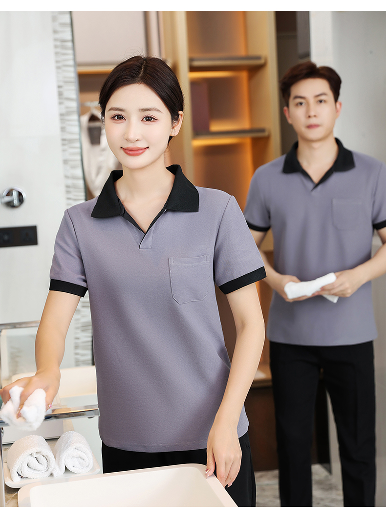 Cotton pearl comfort hotel cleaning clothes short-sleeved top H14-001-003