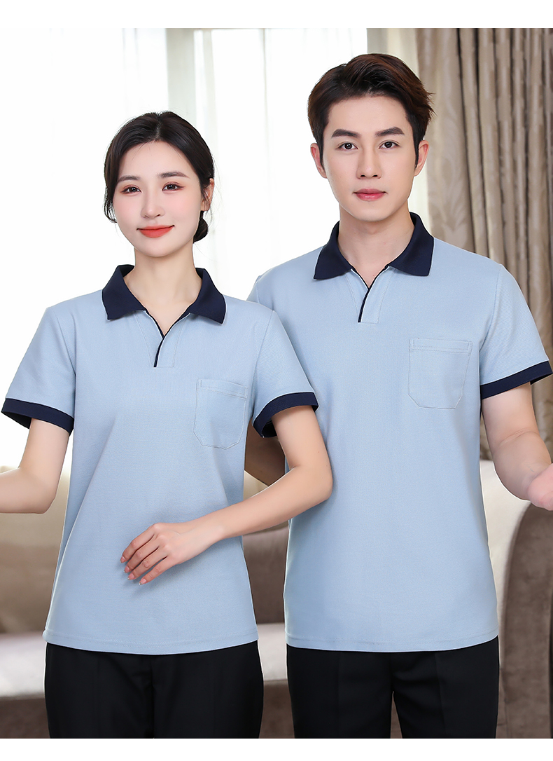 Cotton pearl comfort hotel cleaning clothes short-sleeved top H14-001-003