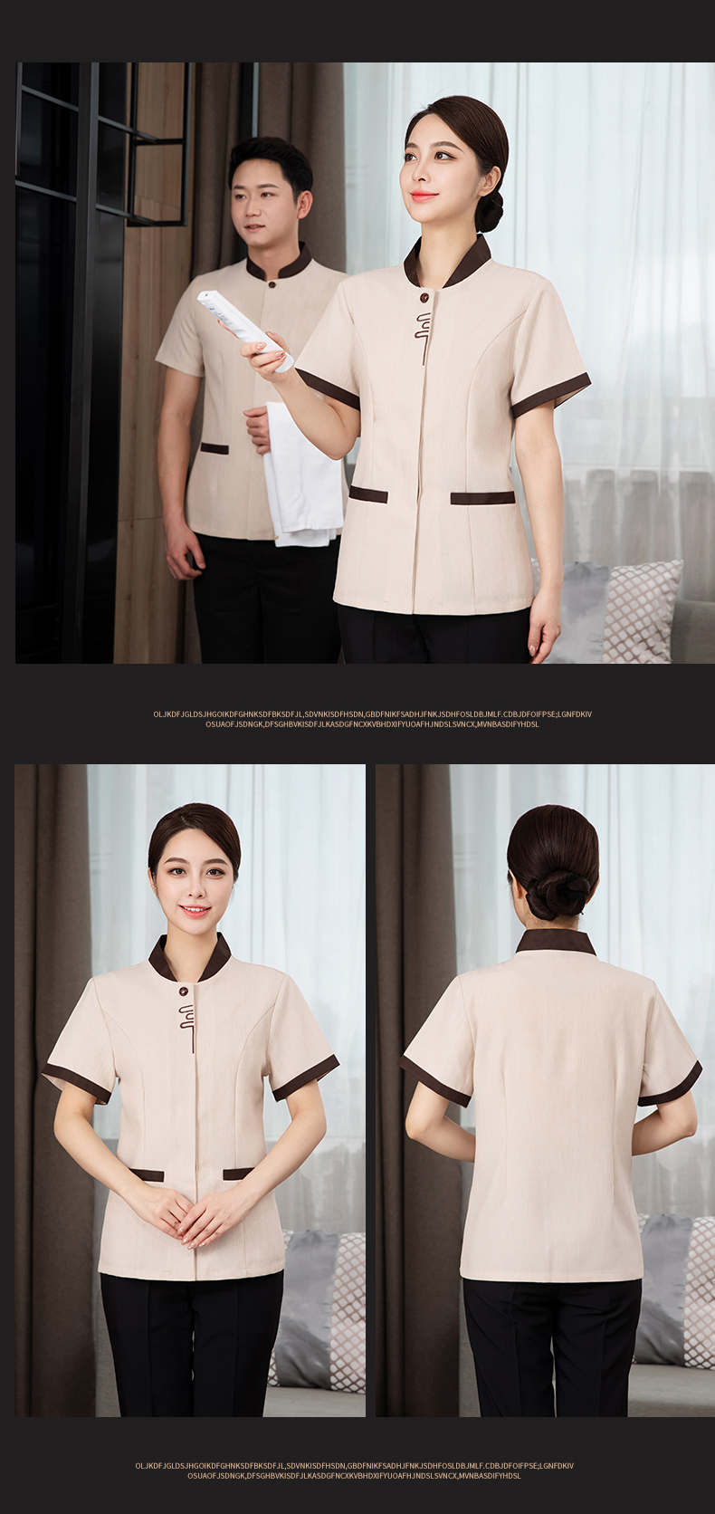 Excellent restaurant hotel cleaning clothes short-sleeved top H27-Excellent Women