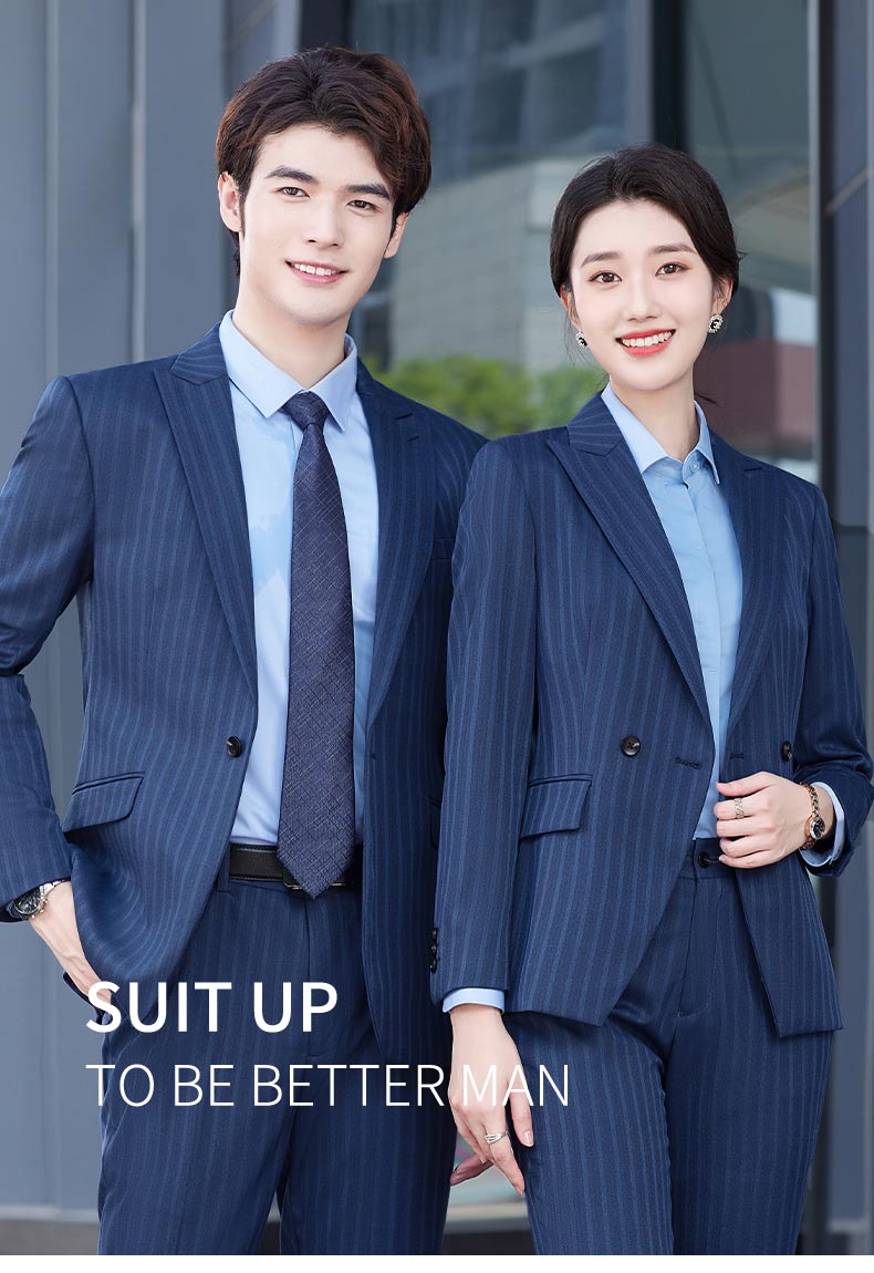 Business blue striped suit jacket for men and women DY9-3688 suit jacket