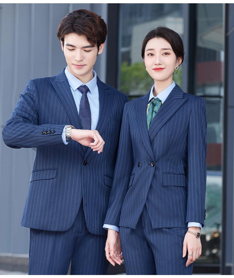 Business blue striped suit jacket for men and women DY9-3688 suit jacket