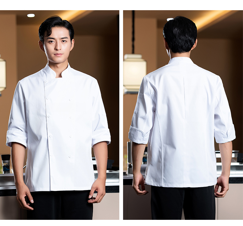 New White Deer 3/4 Sleeve Chef Uniform Top H02-22608