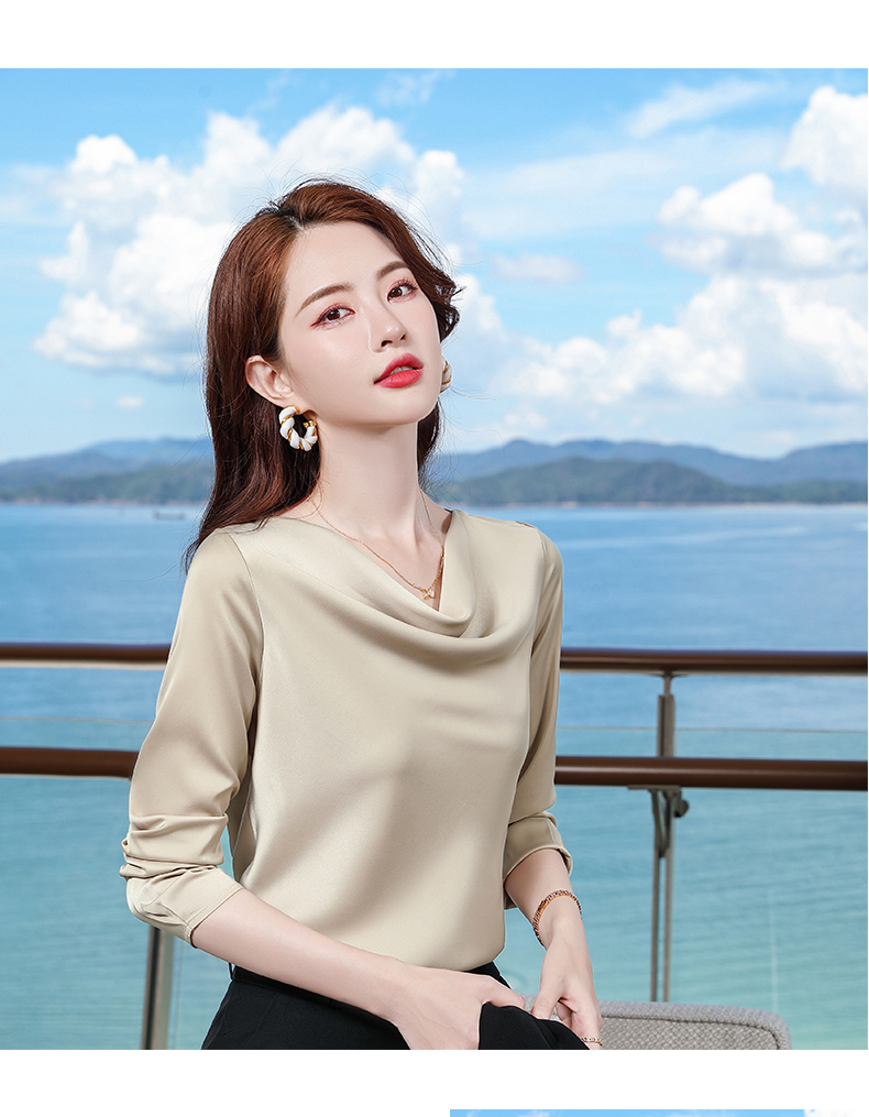 Acetate sway collar temperament women long-sleeved bottoming shirt DR1-9980