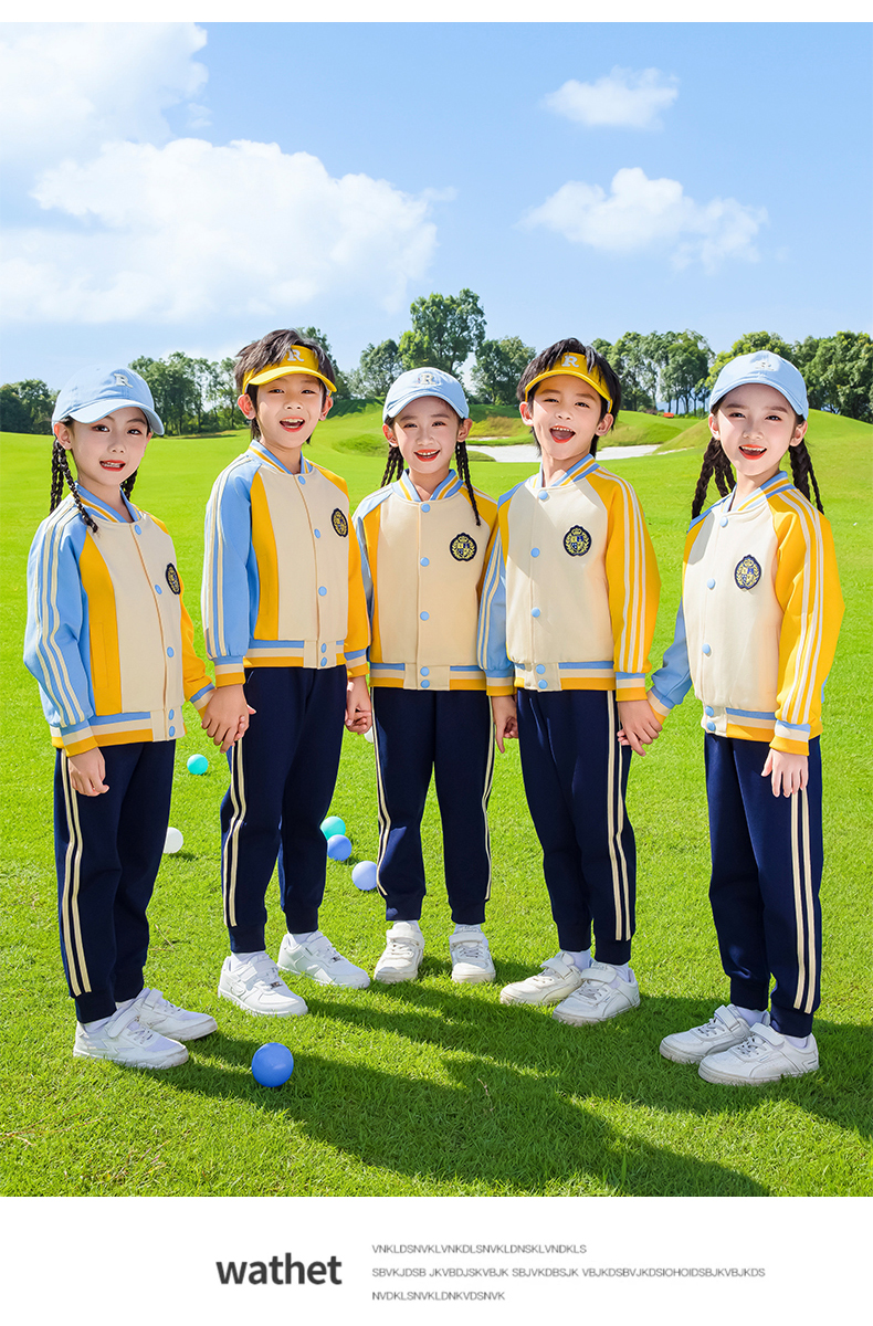 Children sports long-sleeved school uniform spring and autumn two-piece suit 215-9177