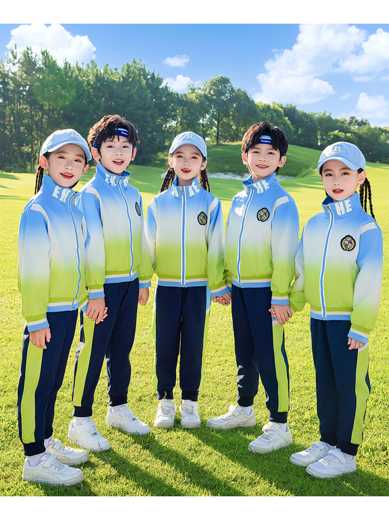 Children sports long-sleeved school uniform spring and autumn two-piece suit 215-9203