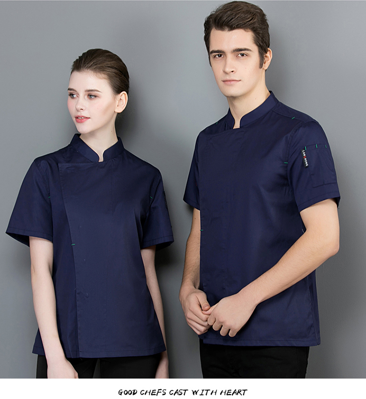 Full craft fine grain bar knot chef uniform top H02-20F097-100 short sleeve