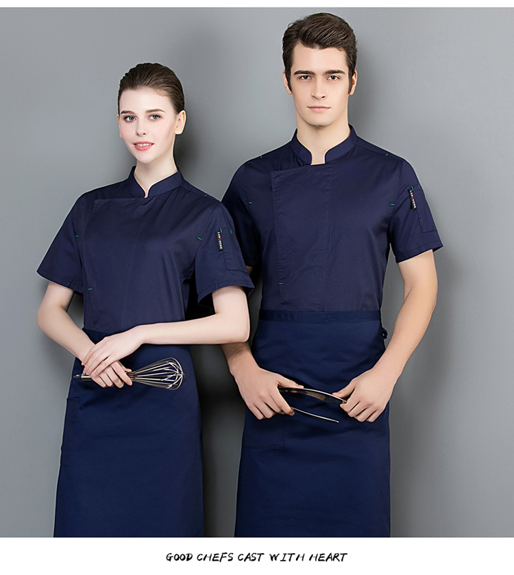 Full craft fine grain bar knot chef uniform top H02-20F097-100 short sleeve