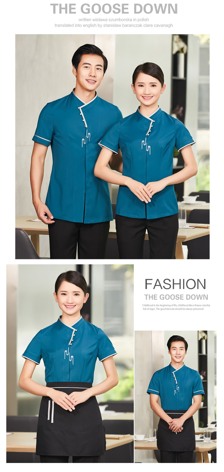 Snowflake hotel waiter short-sleeved work clothes top H01-2020-6