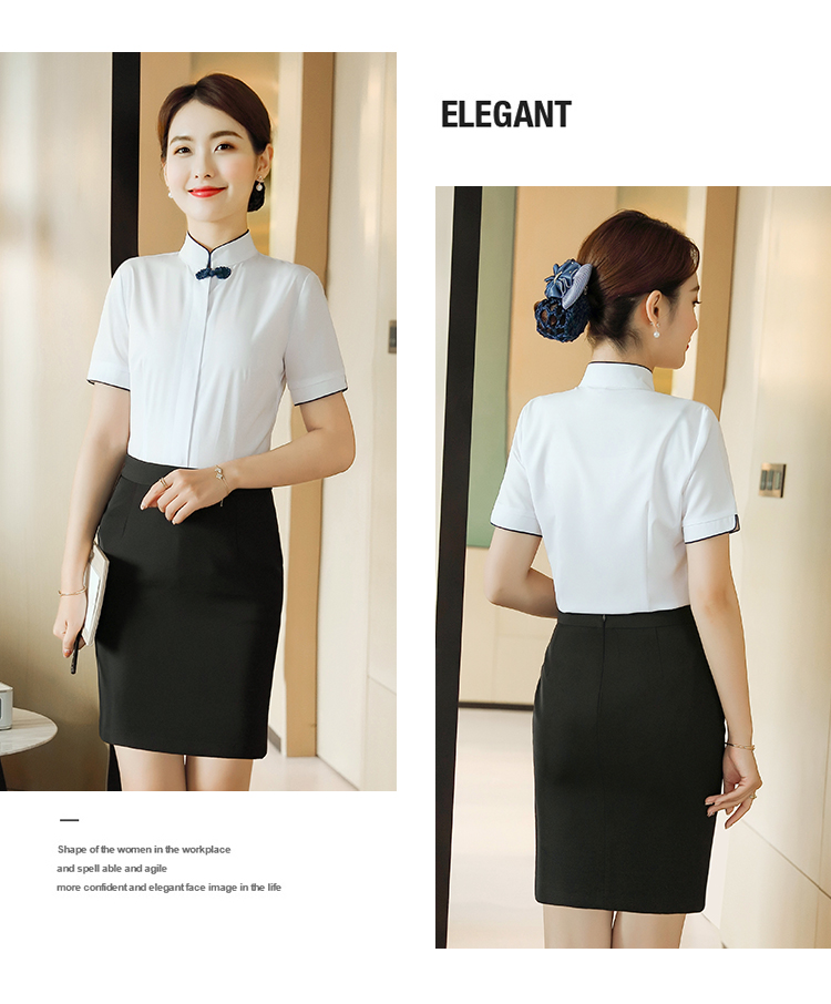 Professional four-sided elastic button-down stand collar short-sleeved shirt for women DL1-0606 short-sleeved shirt for women