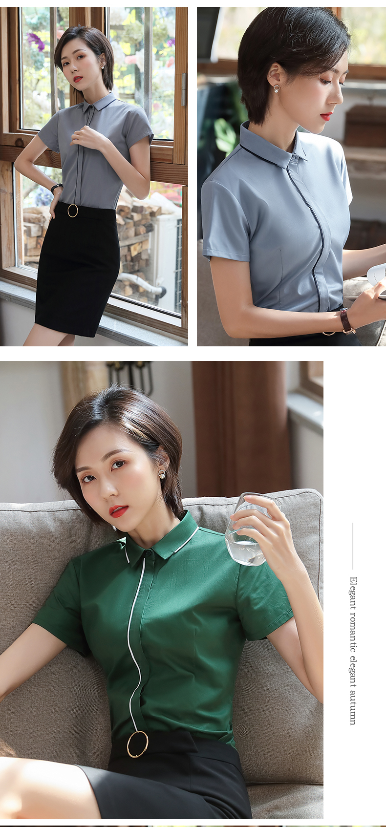 Korean style slim short-sleeved shirt female DY2-A0013 short-sleeved shirt female