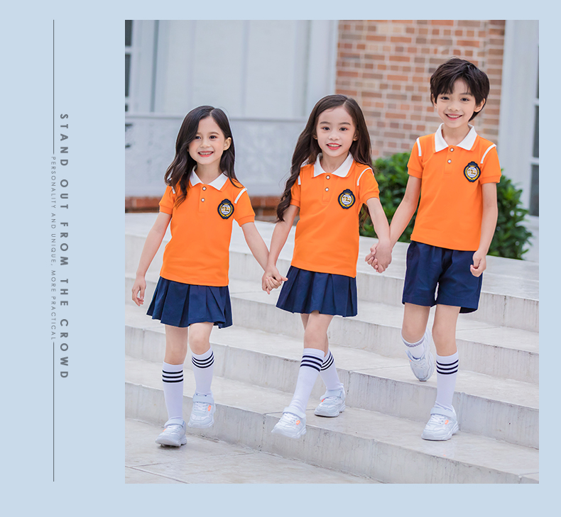 Orange short-sleeved kindergarten uniform suit 455-8106