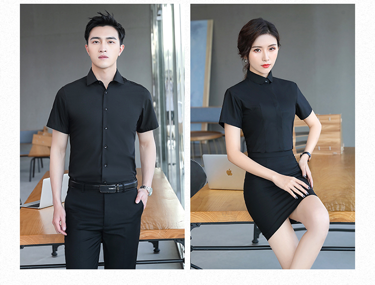 Urban slim bamboo fiber professional short-sleeved shirt for men and women 188-82601 shirt short sleeve