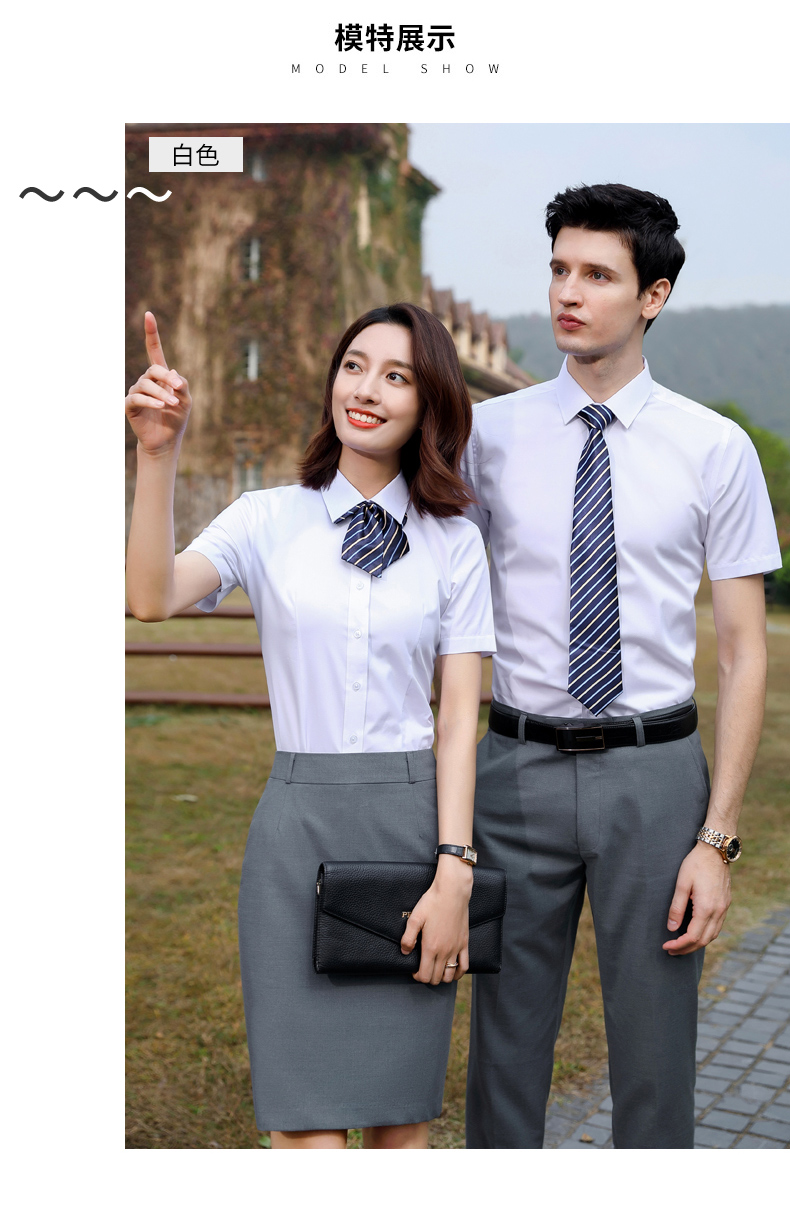 Plain cotton short-sleeved shirt couple style 81-A91 short-sleeved shirt