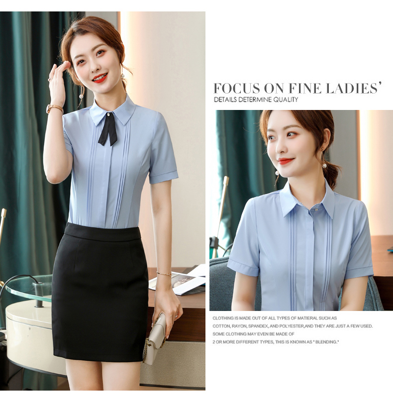 Intellectual and elegant lapel buttoned short-sleeved shirt 109-6212 short-sleeved shirt for women