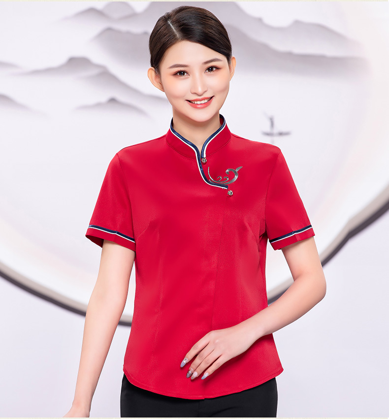 Embroidered Xiangyun Hotel Waiter Work Shirt + Apron H19-L019