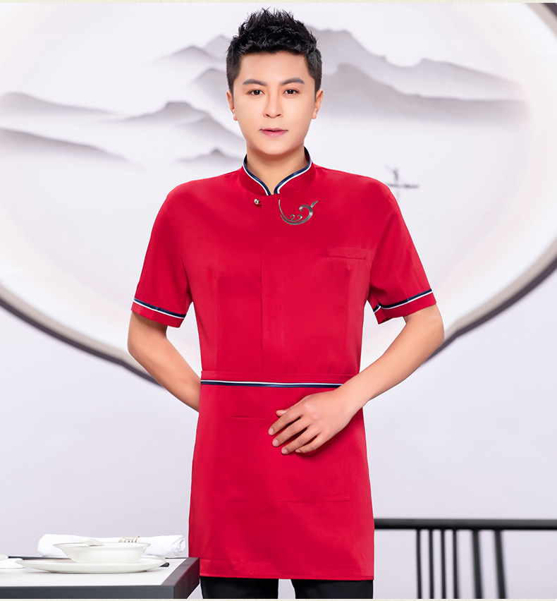 Embroidered Xiangyun Hotel Waiter Work Shirt + Apron H19-L019