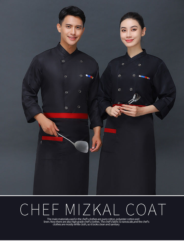 380g workwear double-breasted long-sleeved chef coat V01-54