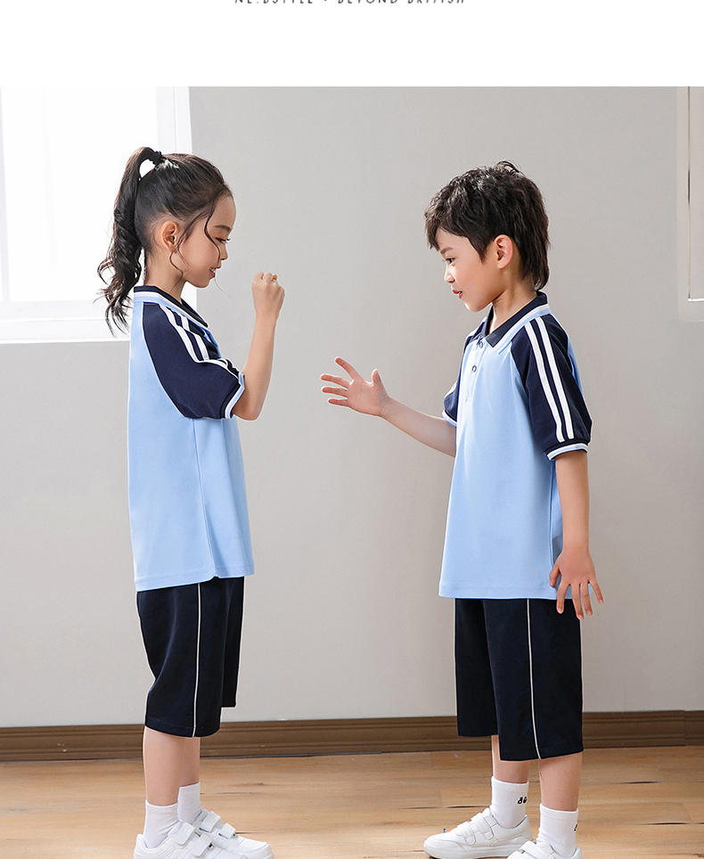 Summer children campus sports style short-sleeved school uniform suit two-piece suit KA-1078-8855