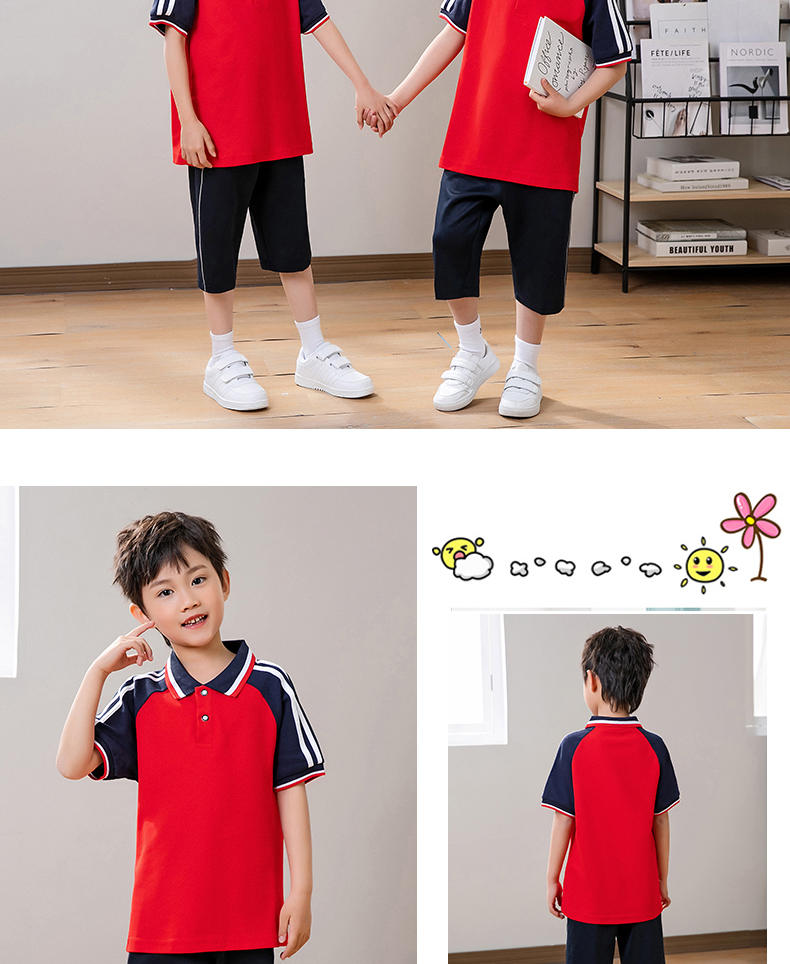 Summer children campus sports style short-sleeved school uniform suit two-piece suit KA-1078-8855