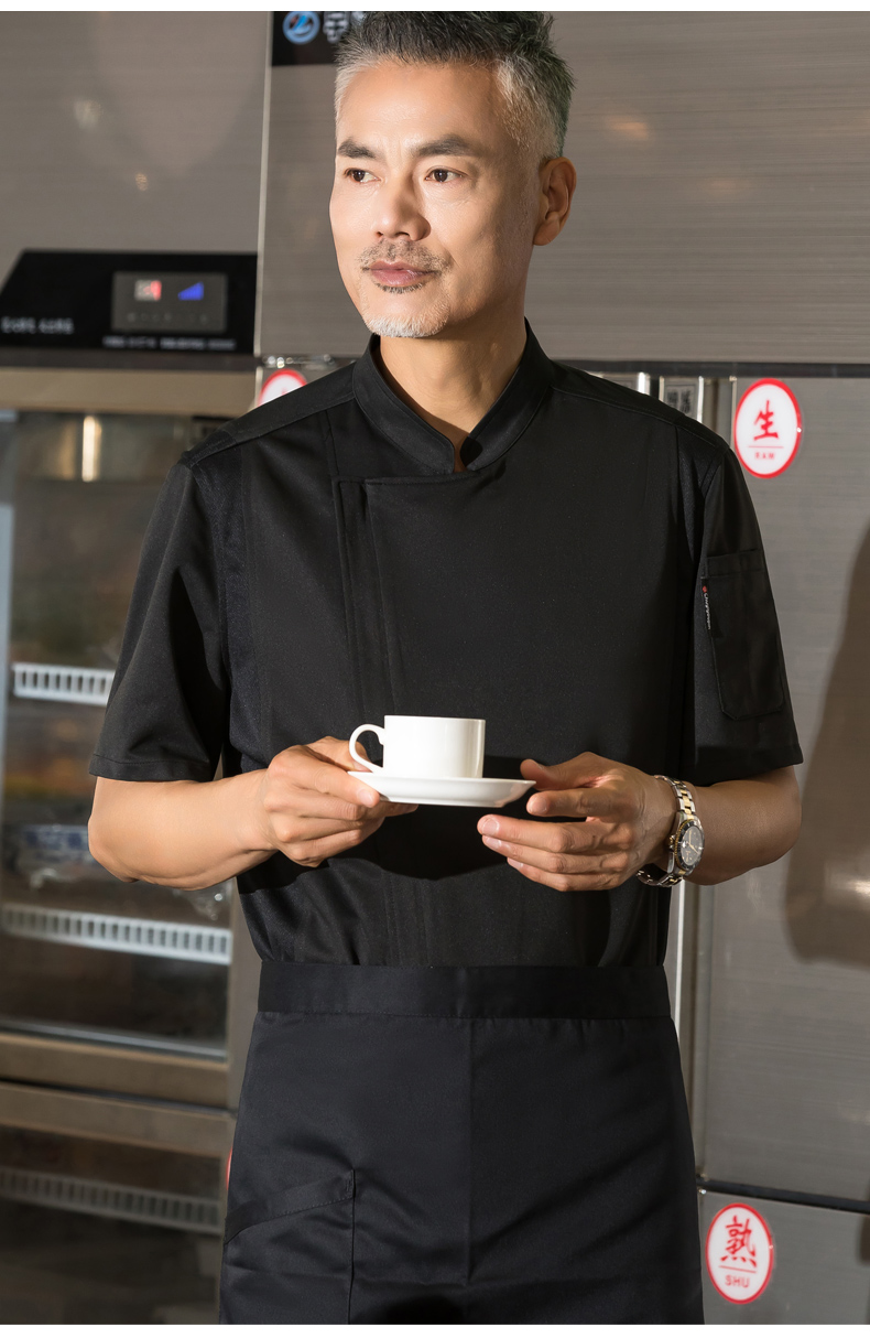 Zipper short-sleeved hotel chef uniform top H01-21021