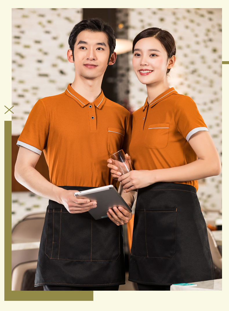 Hotel waiter collar and edge T-shirt top H01-2022-01