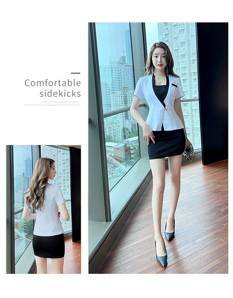 Business elegant slim short-sleeved professional suit skirt for women G25-2688